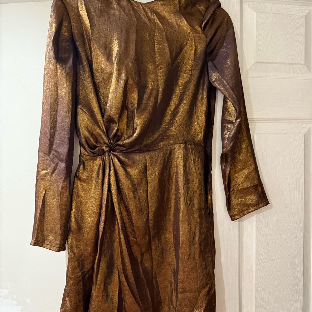 & Other Stories Shimmering Bronze Long Sleeve Dress